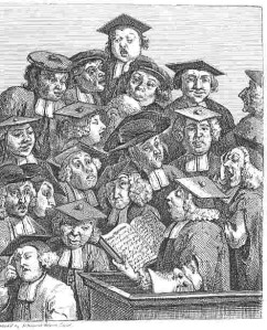 William Hogarth's 1736 engraving, "Scholars at a Lecture" from Wikipedia